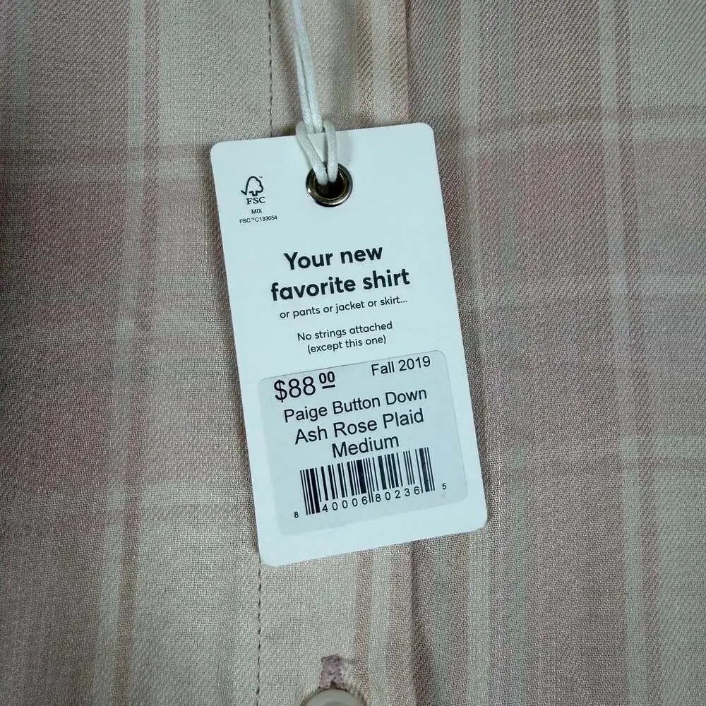 Marine Layer Shirt Womens Medium Paige Button Down Ash Rose Plaid NWT Summer